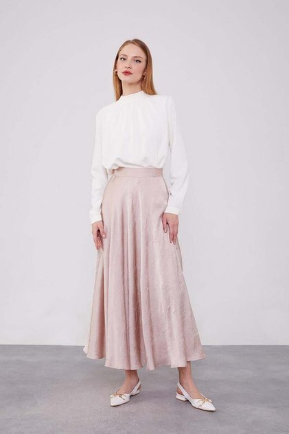 Light Powder Satin Skirt