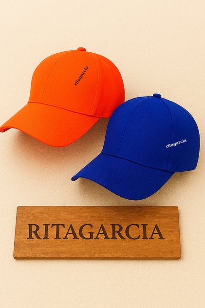 Unisex Adjustable Sports Orange-Blue Basic Cap Hat Set of 2