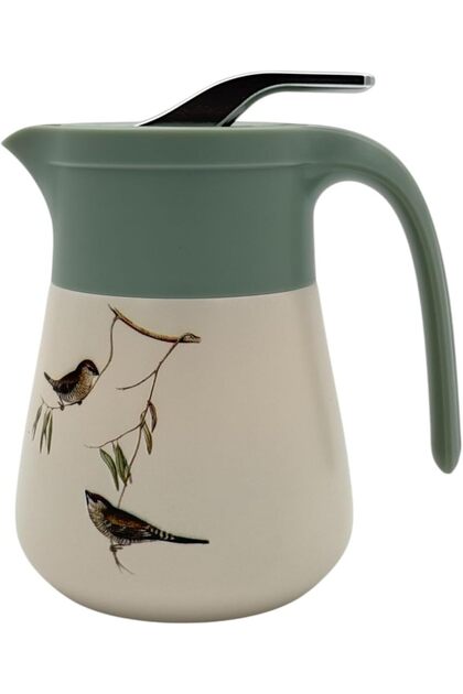 Vacuum Insulated Jug, 0.5 L, Double-wall Stainless Steel, Bird Design, Green