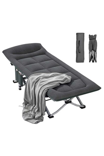 Dragon Dance Fabric Folding Bed with Pillow & Blanket 190×68×40 cm (Black & Gray)
