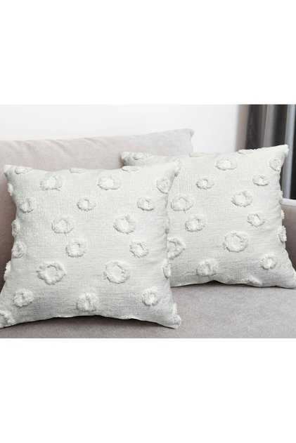 Decorative Pompon Ekru Cushion Cover 40*40(2Pcs)
