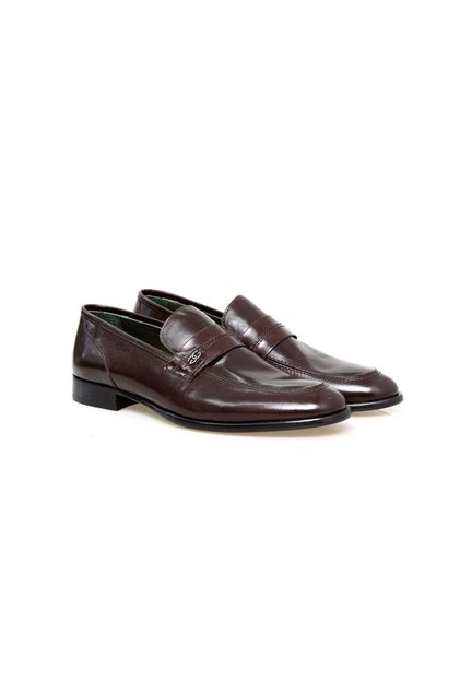 Brown Laceless Genuine Leather Men's Shoes