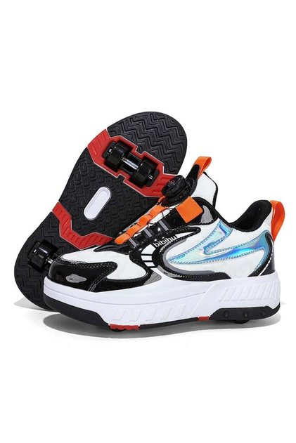 XF18 Four-Wheel Roller Skate Shoes Unisex (White/Black with Orange, Size 30)