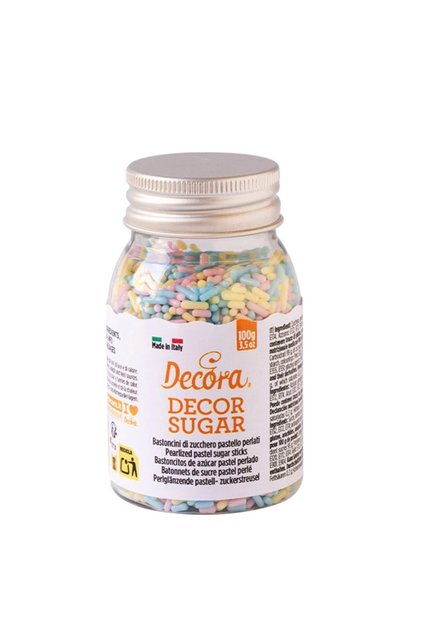 Bastonase de zahar pentru decor multicolore, Decora, 100 g