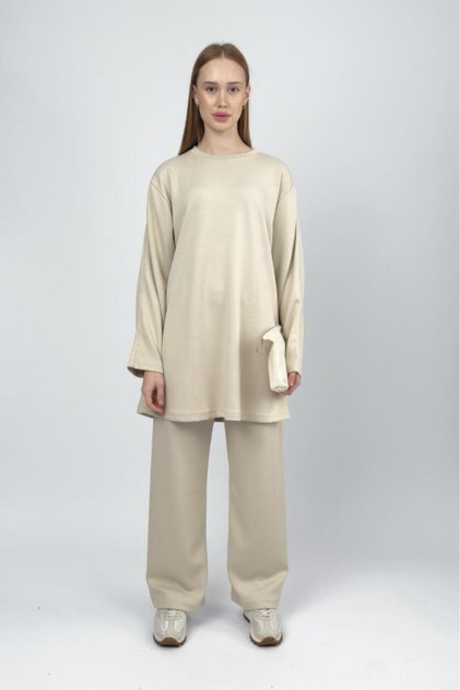 Women's Modal Tunic Pants Set Beige