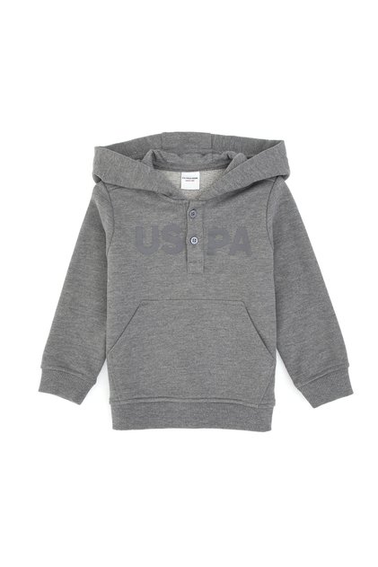 Erkek Bebek Gri Melanj Kapüşonlu Basic Sweatshirt 50316487-VR086