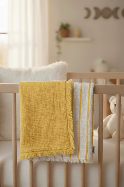 7 Layer Muslin Filled Baby Blanket 100X120 Stroller-Mattress -Swaddle-Puffin