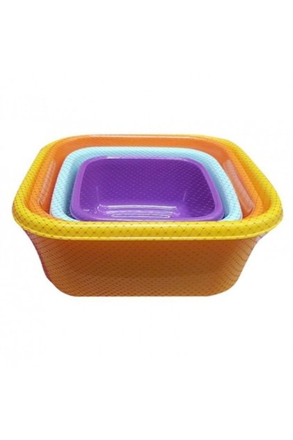 Set de 4 lighene pătrate din plastic, 1L, 2L, 3L, 8L
