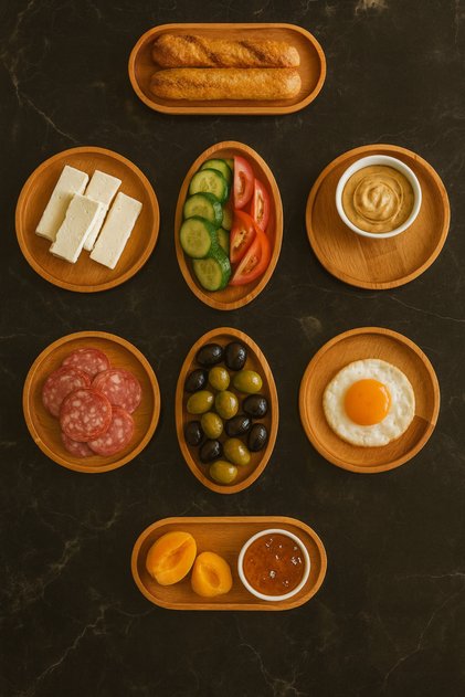 Rova Wooden 8-Piece Breakfast Set, Breakfast Utensils, Serving Tray (1St Class Quality Beech Wood)