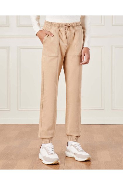 Senior Boys Beige Denim Joggers