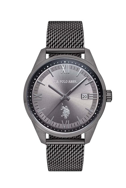 Analog Watch for Men - Gun Dial, Grey Mesh Band, 43 mm, 5 ATM (USPA1001-03)
