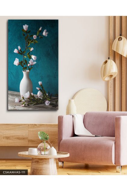 Flowers in Blue Vase One Piece Canvas, Canvas Painting