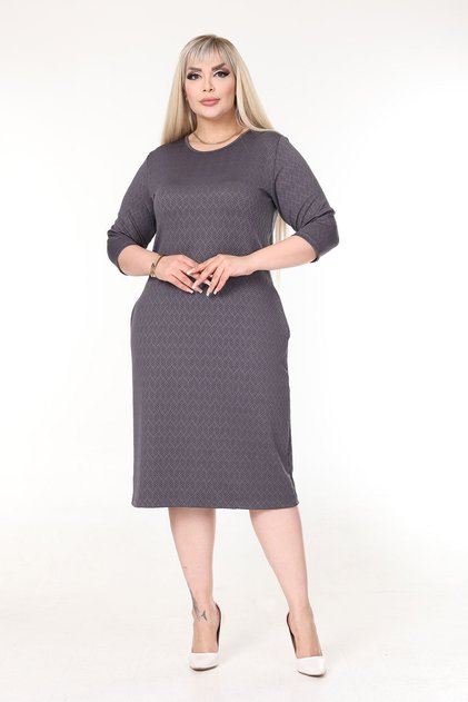 Rochie elastică de iarnă cu buzunare duble, mărime mare, 21D-2630