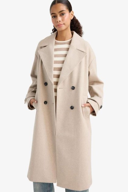 Regular Fit Buttoned Long Cashmere Coat (25 Wn)
