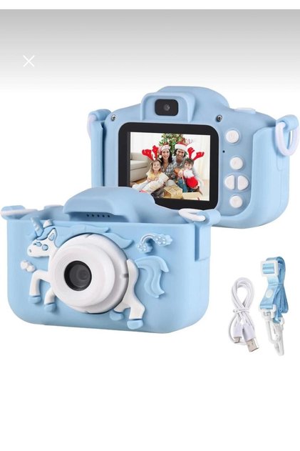 MP3 ÇOCUK DİJİTAL FOTOĞRAF MAKİNESİ VİDEO KAMERA ÇİFT KAMERALI VE FULL HD UNİCORN KORUMA KILIFLI