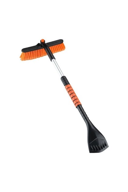 Perie de zăpadă SnowBuddy cu răzuitor integrat, cap rotativ, mâner antiderapant (portocaliu)