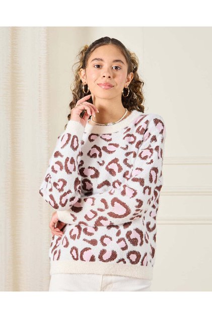 Senior Girls White Print Pullover