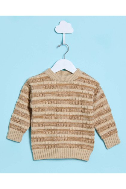 Infant Boys Ecru Striped Pullover Sweater