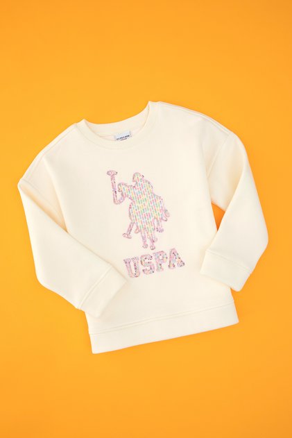 Kız Çocuk Krem Bisiklet Yaka Sweatshirt 50315590-VR256