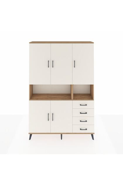 Arges Dolap 7 Raflı 4 Çekmeceli 5 Kapaklı 132x30x195 Çam-Aytaşı/Aytaşı