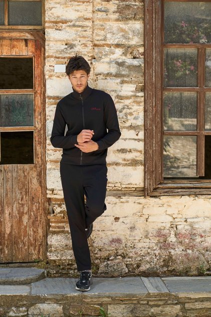 Mock Neck Men's Tracksuit Cossybyaqua 26196 Black-Xl