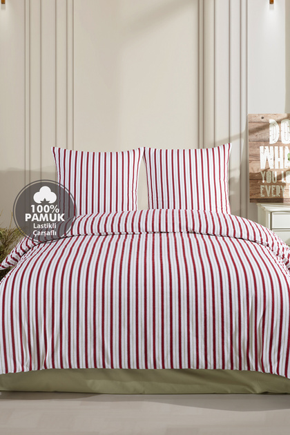 Piazza 100% Cotton Flannel Double Size Fitted Sheet Duvet Cover Set