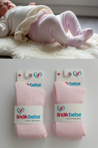 Fındık Bebe Newborn Cotton Baby Pantyhose 2 Pairs of Unisex Baby Girl Pantyhose