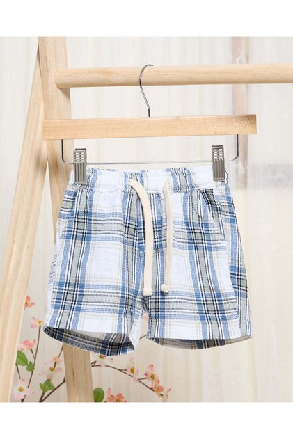 Infant Boys Blue Checkered Shorts