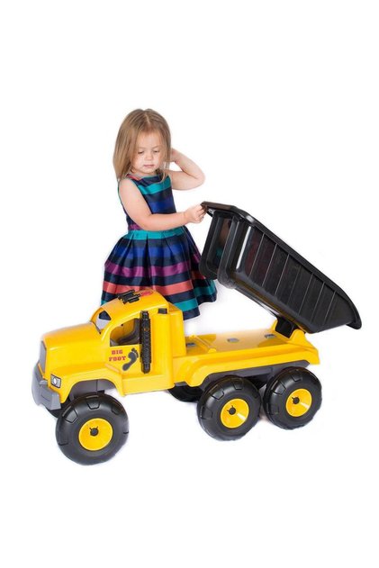 Camion cu basculanta mobila Big Foot Truck cu sunete in cutie,plastic rezistent,dimeniune 90x