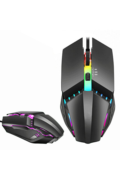 Mouse Gaming cu Fir X3 Upgrade, RGB, 1600 DPI, 3 Nivele DPI, Ergonomic, 1.5m USB, Negru