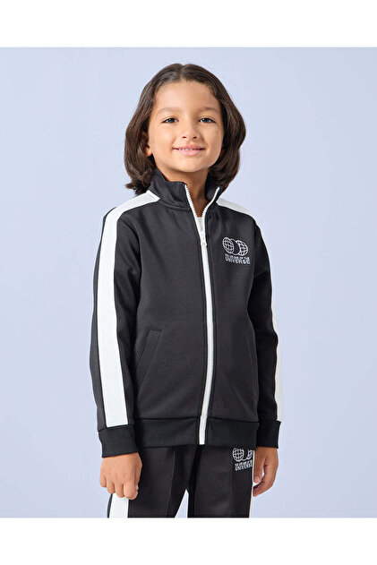 Boys Black Zip-Through Sweatshirt