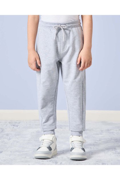 Boys Grey Marl Active Pants With Print