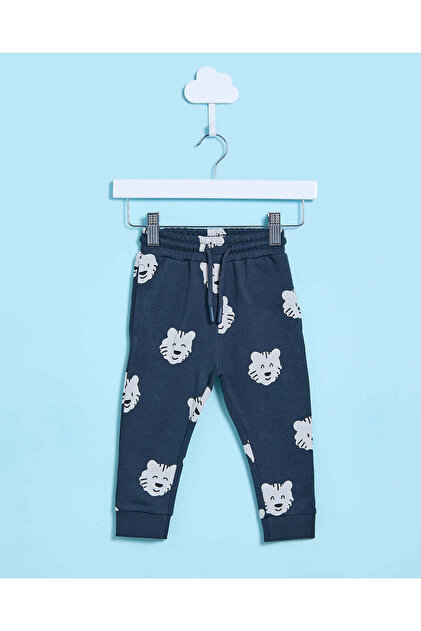 Infant Boys Navy Printed Track Pants