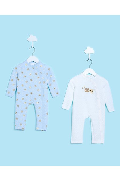 2Pc Set Printed Quilted Fabric Button Front Rompersuit – Baby