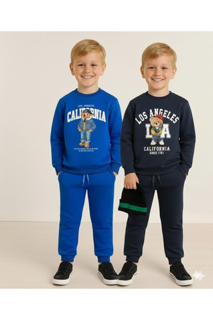 Winter Fleece-Lined Boys' Swaetshirt Tracksuit Set Bottom Top 2Piece Set