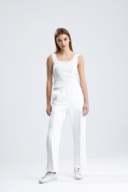 High Waist Scuba Pants with Front Seam