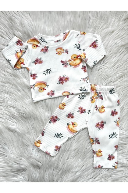 Duck Pattern Kız İkili Bebek Takımı Pijama