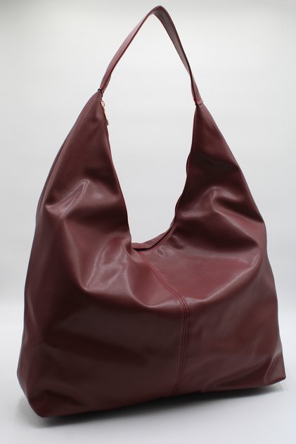 Women's Burgundy Large Size Casual Shopper Hand, Arm and Shoulder Bag with Large Internal Volume