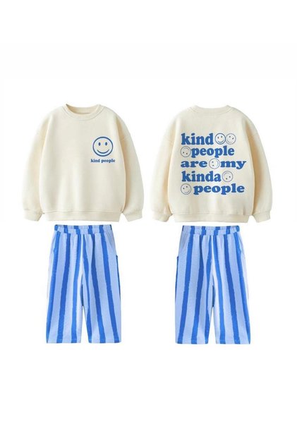 Boy's Printed Model 3 Thread Cotton Fabric Bottom and Top Set