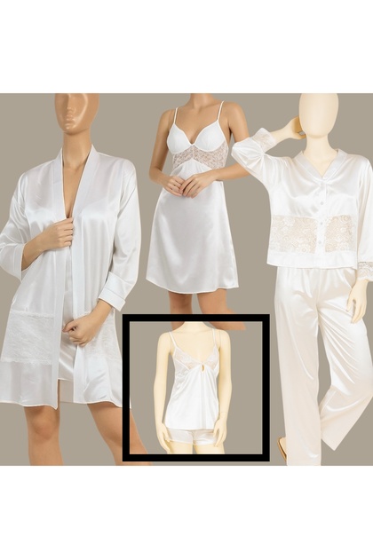 WHITE VEIL セット Nurteks Kadın Gelin Çeyizlik Saten Altılı Çeyiz seti - Fiyatı