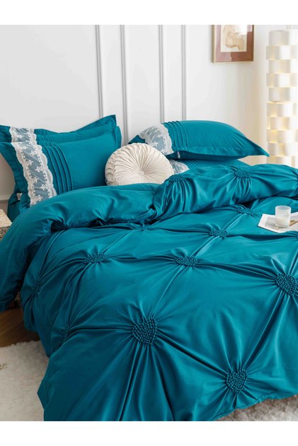 Set lenjerie de pat, moale la atingere, 240x250cm, 6 piese, albastru