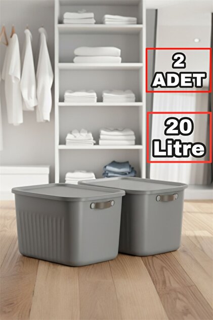 Bayev 2'Li Beyaz 15 Lt Boxsis Set Çok Amaçlı Kapaklı Kutu Dolap
