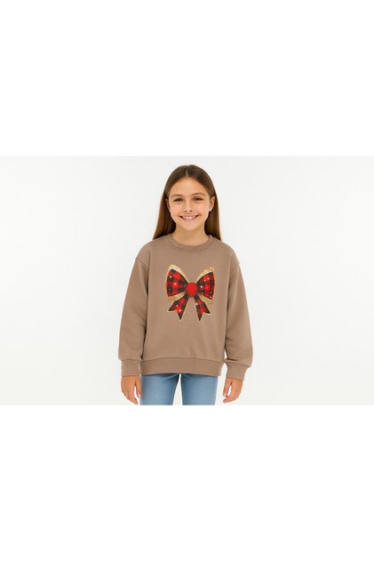 Atabay 116-11-25 Girl's Printed Sweatshirt – Soft Cotton Fabric, Daily Comfortable Fit (4-8 Years)
