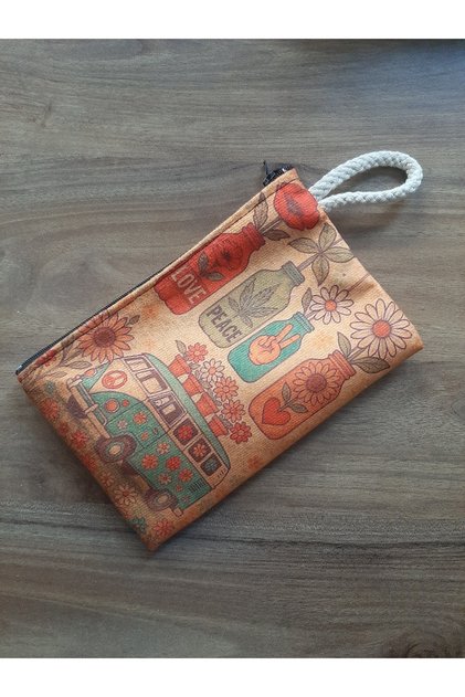 Owl Bag Love and Peace Retro Patterned Design Wallet Pen Holder Bag Organizer
