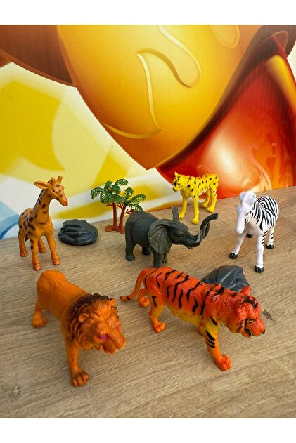 scntoys Vahşi Hayvanlar 6'lı Set Fil, Zürafa, Çita, Aslan, Zebra