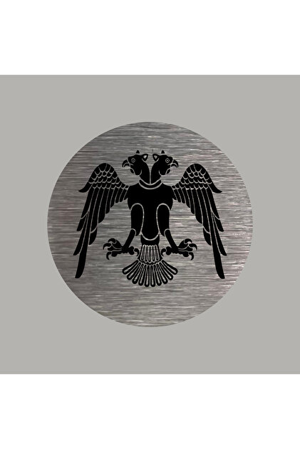 Gerçek Metal Selçuklu Çift Kartal Gümüş Renk Logo Amblem Arkası Yapışkanlı 5 cm 1 Adet
