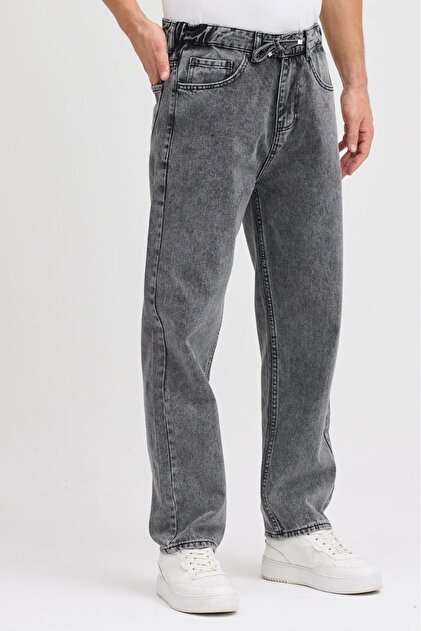 Oksit Reax 896 Beli Lastikli İpli Baggy Bol Kesim Kot Pantolon