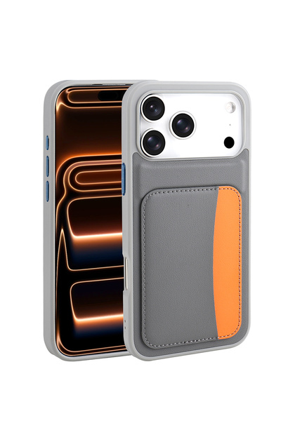 Nezih Case Apple iPhone 17 Pro Max Uyumlu Kart Bölmeli Suni Deri