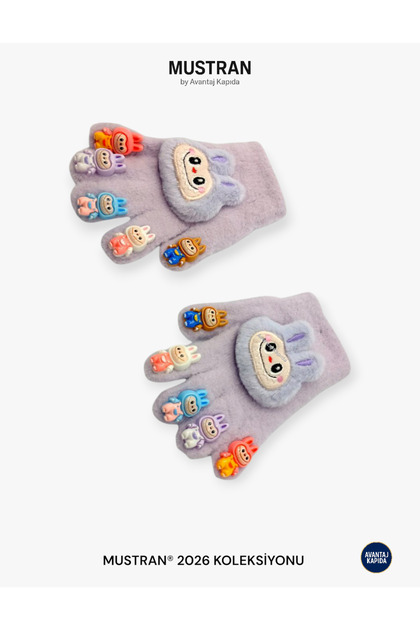 Plush Knit Gloves with Children's Character Figures | 4-12 Years Old Warm Winter Wear Made of Flexible Fabric