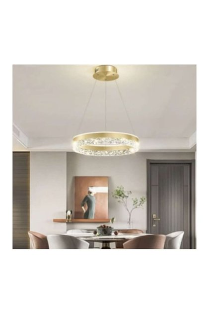 Candelabru LED suspendat cu telecomandă, 3 tipuri de lumină, înălțime reglabilă, auriu, model 8919/500FGD